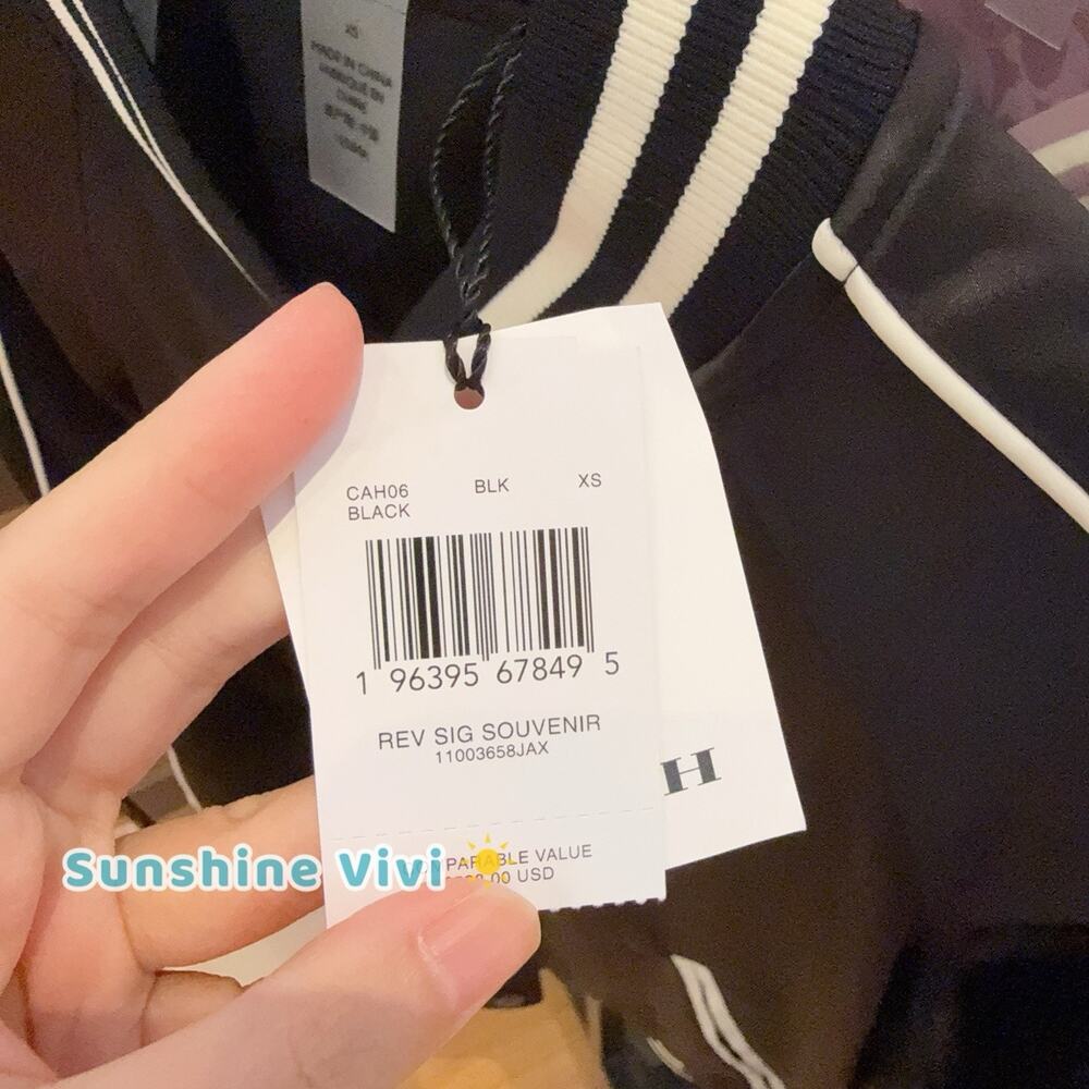 NWT Coach Women's Reversible Signature Souvenir Varsity Jacket CAH06 Black XS - Picture 2 of 9